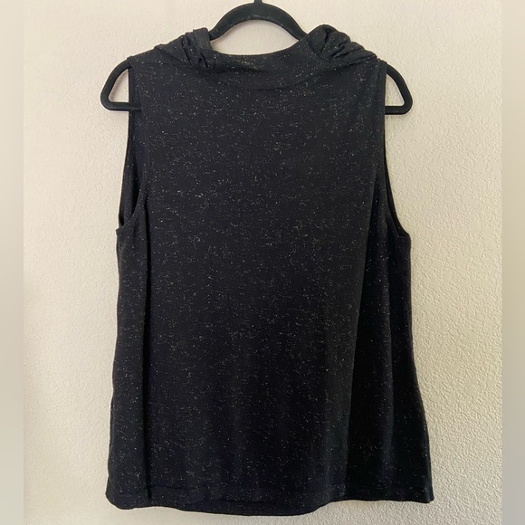 Chico's Women’s Angelina Cashmere Blend Cowl Neck ShimmerTank Top Size XL Black - Picture 2 of 4